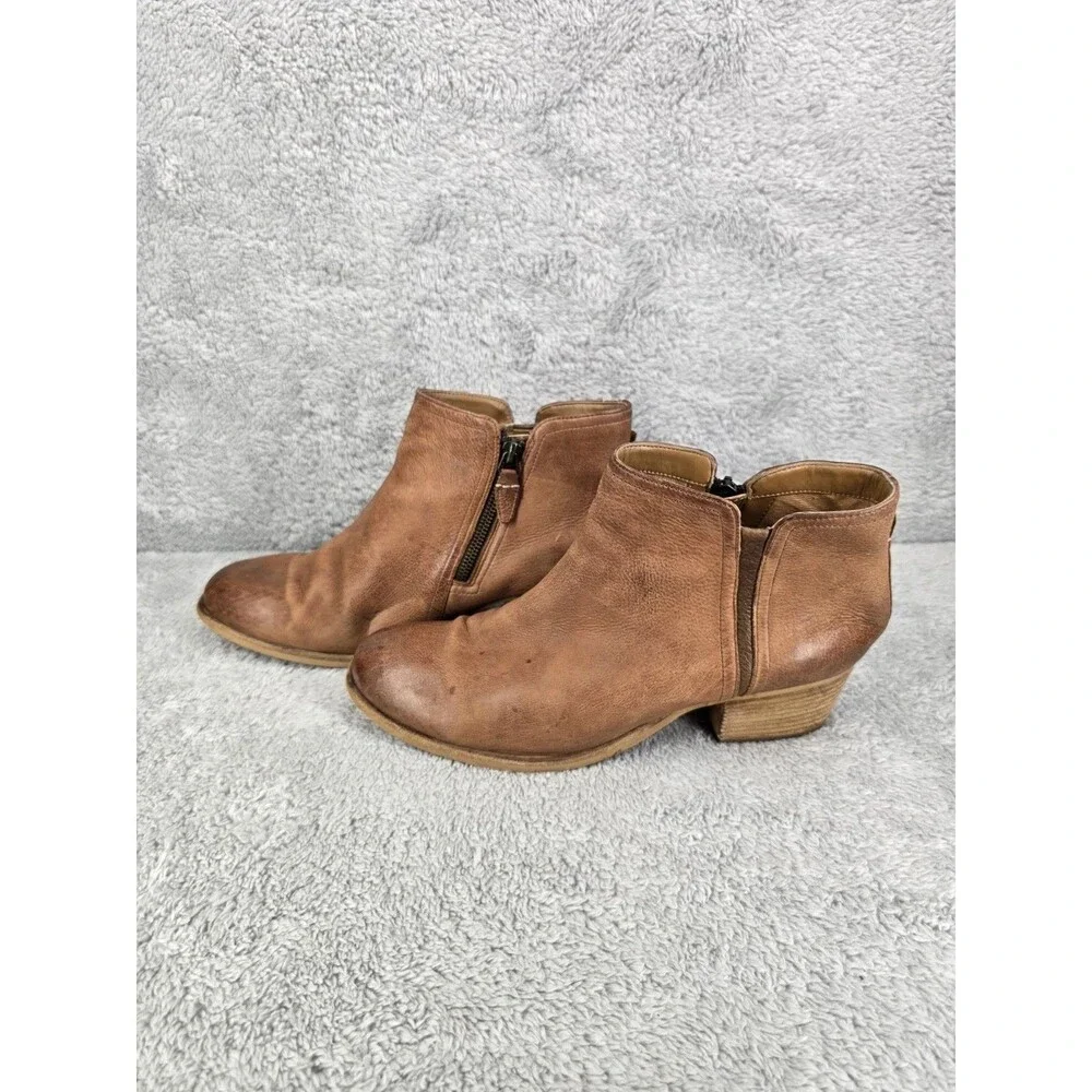 Clarks Maypearl Ramie Boot Women Size 9 Brown Leather Bootie Block Heel Comfy